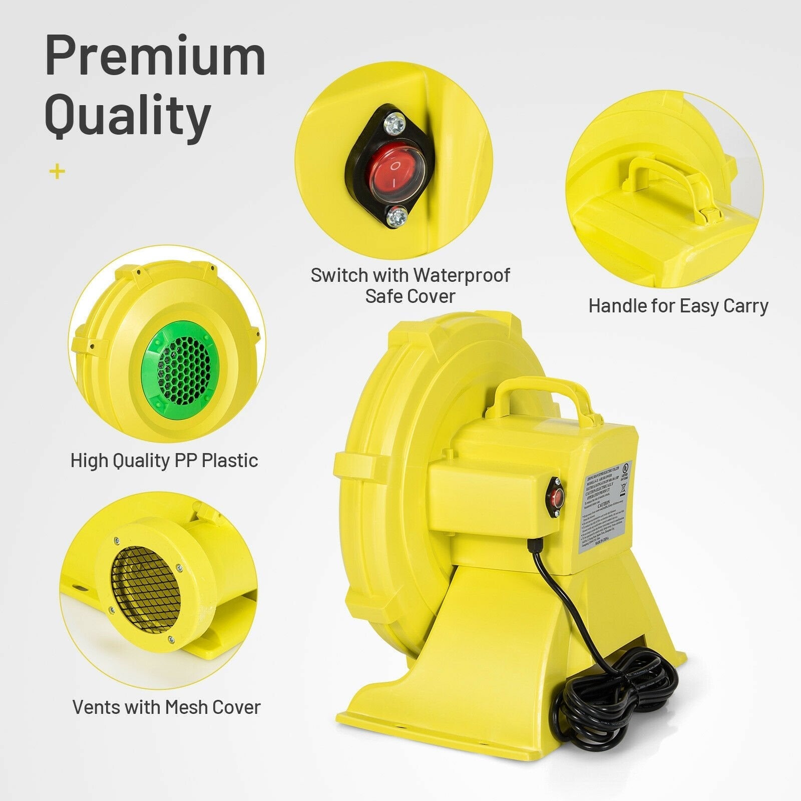 1100W Air Blower Inflatable Blower for Inflatable Bounce House, Yellow Air Blowers   at Gallery Canada