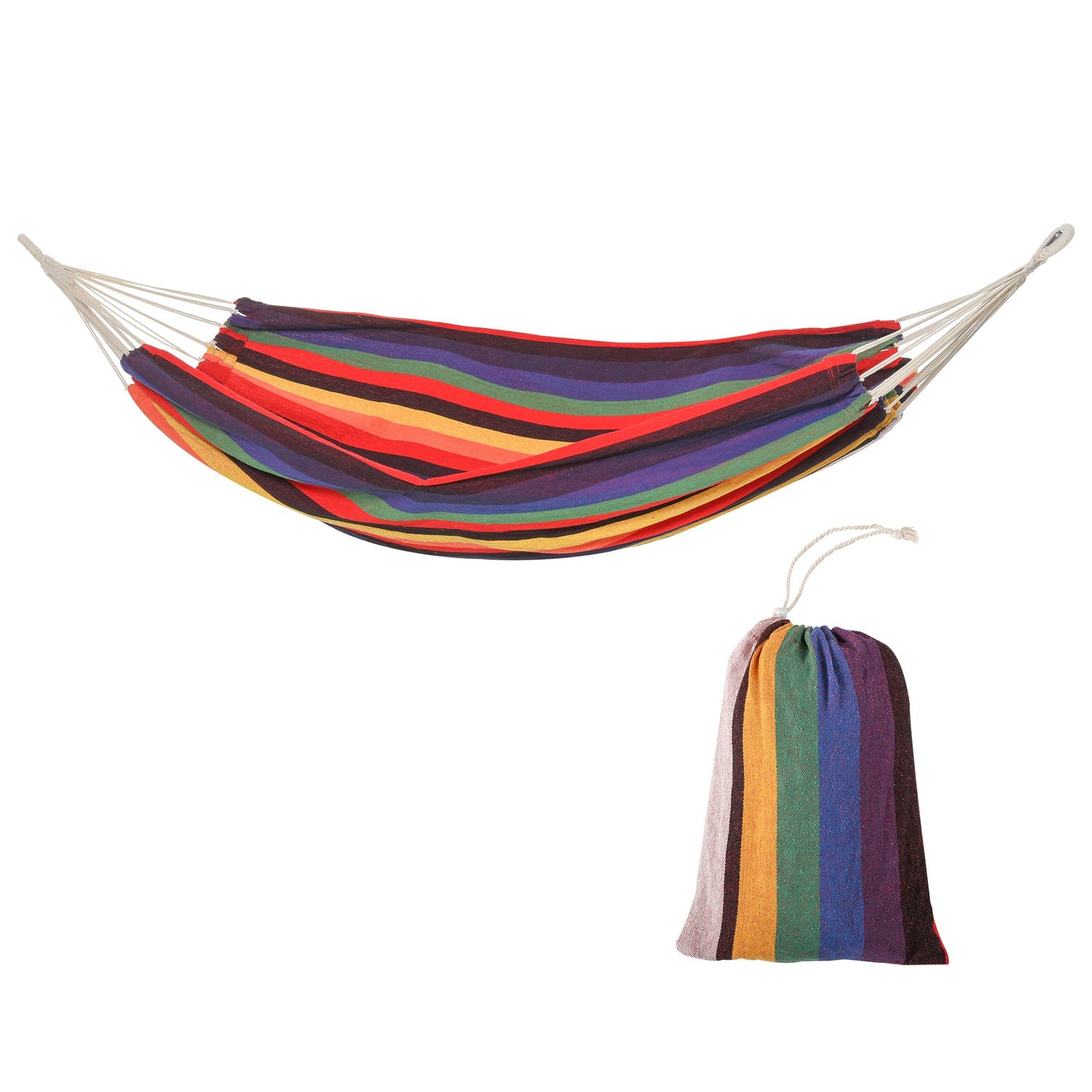 Extra Large 114" Brazilian Style Cotton Hammock with Carry Bag, Rainbow Stripe Hammock Swings Multi Colour  at Gallery Canada