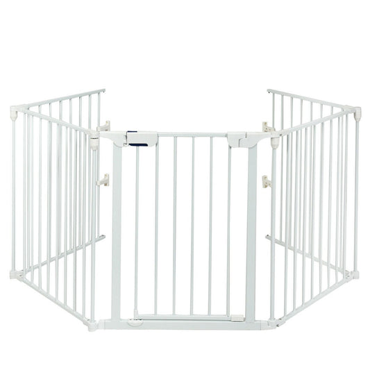 115 Inch Length 5 Panel Adjustable Wide Fireplace Fence, White Pet Gate   at Gallery Canada