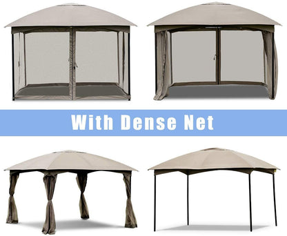 11.5 x 11.5 Feet Fully Enclosed Outdoor Gazebo with Removable 4 Walls, Brown Gazebos   at Gallery Canada