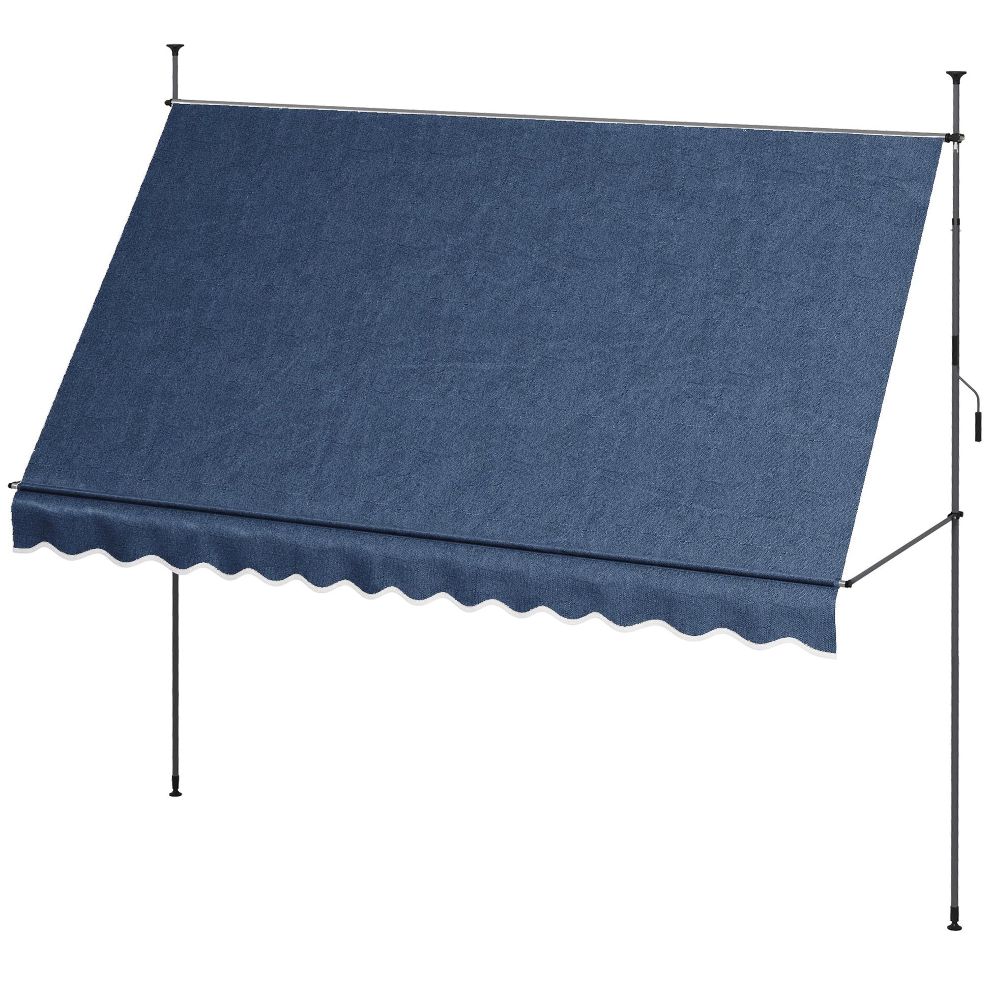 11.5' x 4' Manual Retractable Awning, Non-Screw Freestanding Patio Awning, UV Resistant, for Window or Door, Blue Patio Awnings Blue  at Gallery Canada