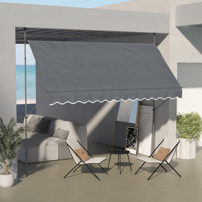 11.5' x 4' Manual Retractable Awning, Non-Screw Freestanding Patio Awning, UV Resistant, for Window or Door, Dark Grey Patio Awnings   at Gallery Canada