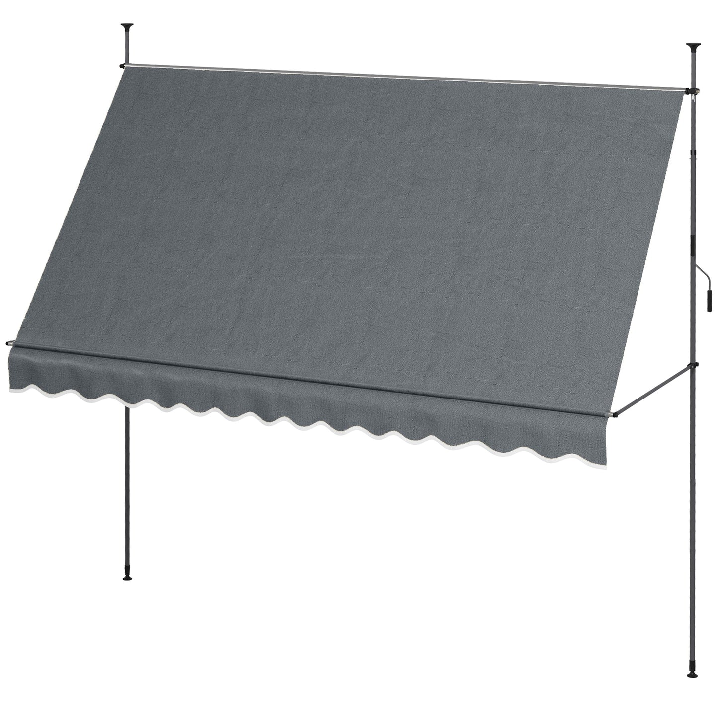 11.5' x 4' Manual Retractable Awning, Non-Screw Freestanding Patio Awning, UV Resistant, for Window or Door, Dark Grey Patio Awnings Dark Grey  at Gallery Canada