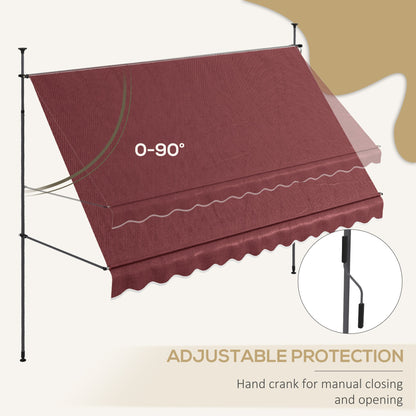 11.5' x 4' Manual Retractable Awning, Non-Screw Freestanding Patio Awning, UV Resistant, for Window or Door, Wine Red - Gallery Canada