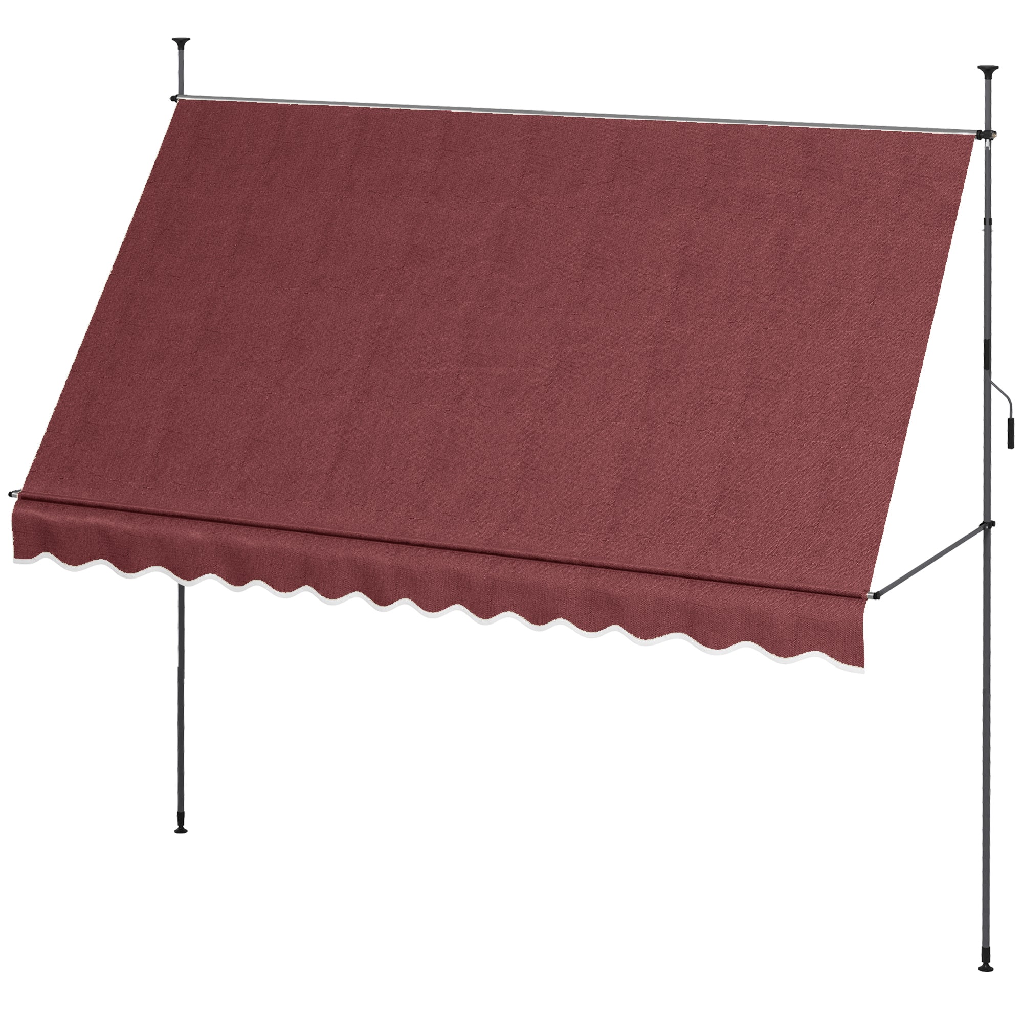 11.5' x 4' Manual Retractable Awning, Non-Screw Freestanding Patio Awning, UV Resistant, for Window or Door, Wine Red Patio Awnings Wine Red  at Gallery Canada