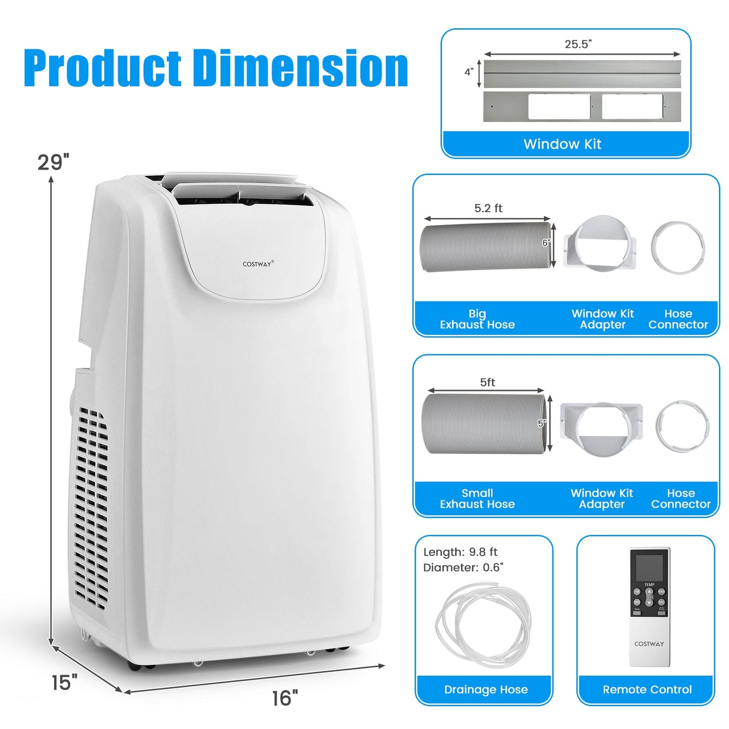 11500 BTU Dual Hose Portable Air Conditioner with Remote Control, White Portable Air Conditioners   at Gallery Canada