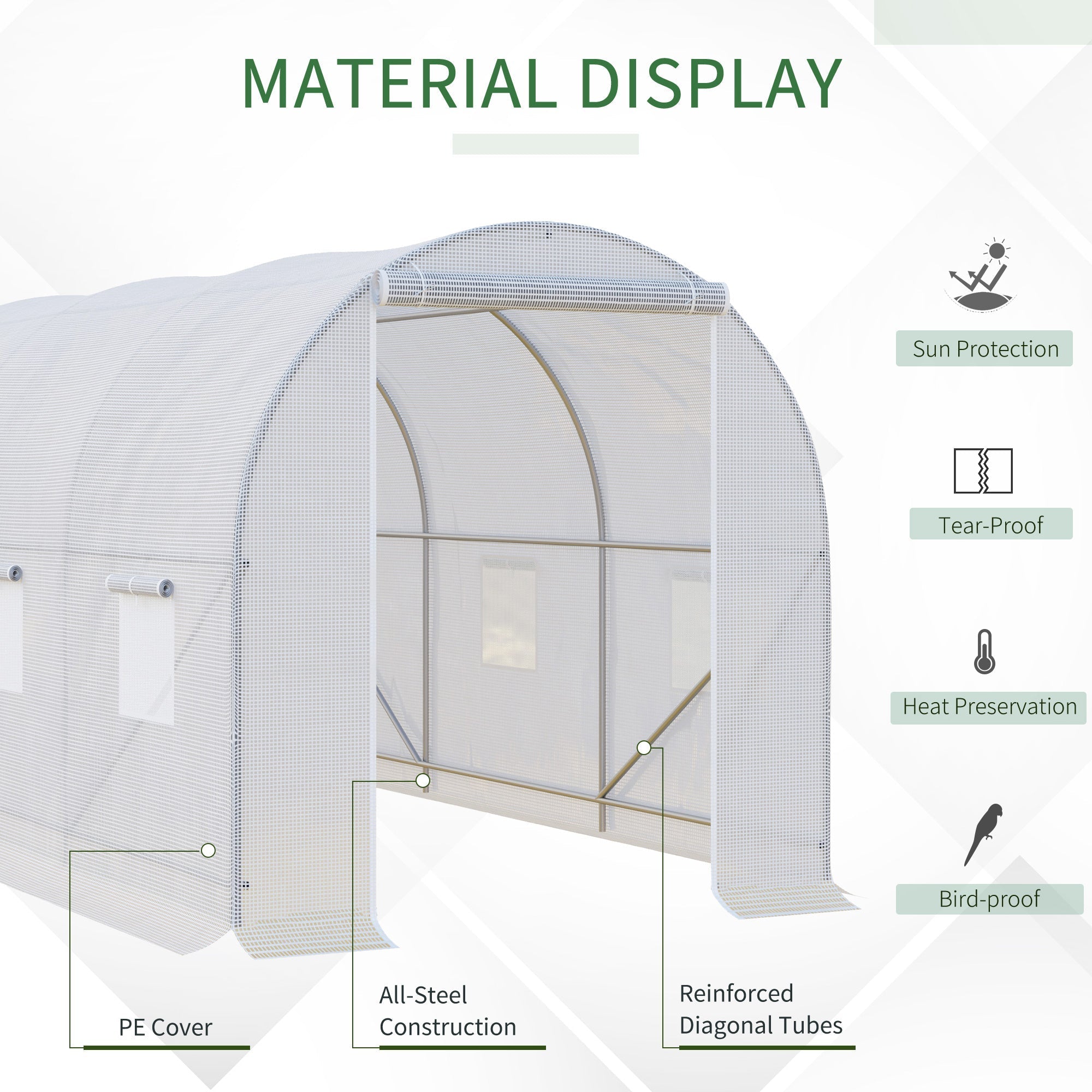 11.5x6.6x6.6ft Walk-in Tunnel Greenhouse Portable Garden Plant Growing Warm House with Door and Ventilation Window, White Walk In Greenhouses   at Gallery Canada