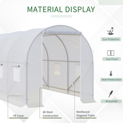 11.5x6.6x6.6ft Walk-in Tunnel Greenhouse Portable Garden Plant Growing Warm House with Door and Ventilation Window, White Walk In Greenhouses   at Gallery Canada