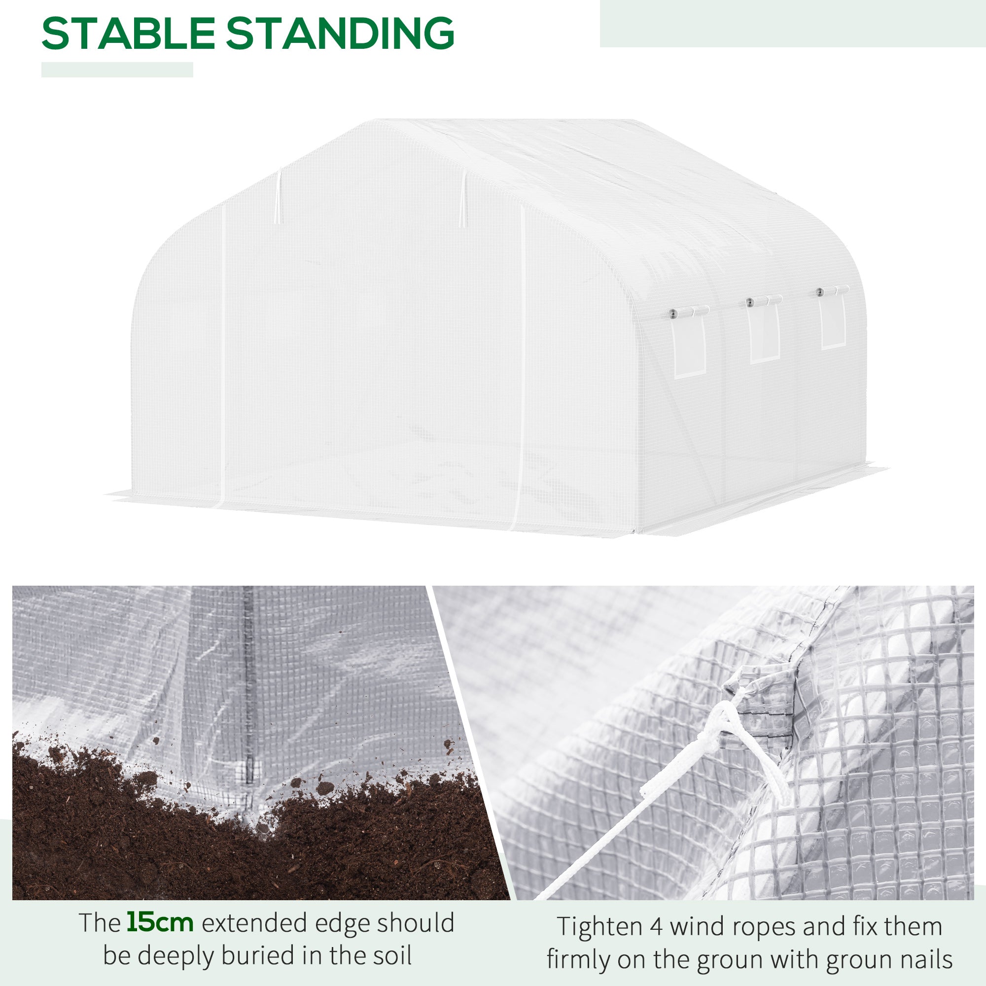 11.5'x9.8'x6.6' Portable Walk-In Tunnel Greenhouse Garden Warm House - White Tunnel Greenhouses   at Gallery Canada