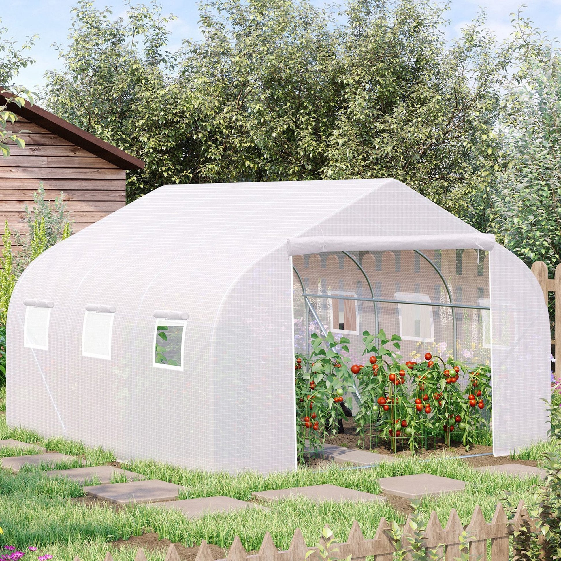 11.5'x9.8'x6.6' Portable Walk-In Tunnel Greenhouse Garden Warm House - White Tunnel Greenhouses   at Gallery Canada