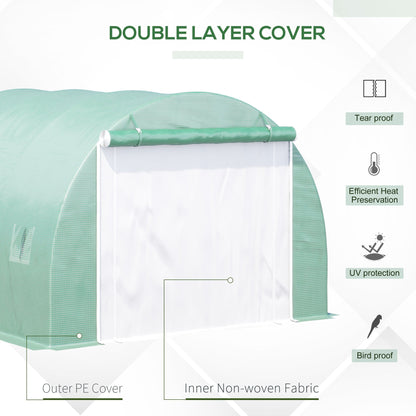 Large 116"x116"x78" Walk-in Polytunnel Greenhouse w/ Zipper Doors, Green Walk In Greenhouses   at Gallery Canada