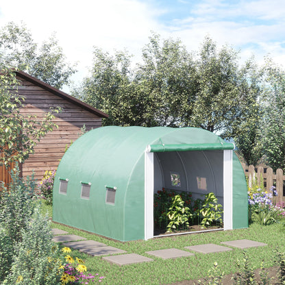 Large 116"x116"x78" Walk-in Polytunnel Greenhouse w/ Zipper Doors, Green Walk In Greenhouses   at Gallery Canada