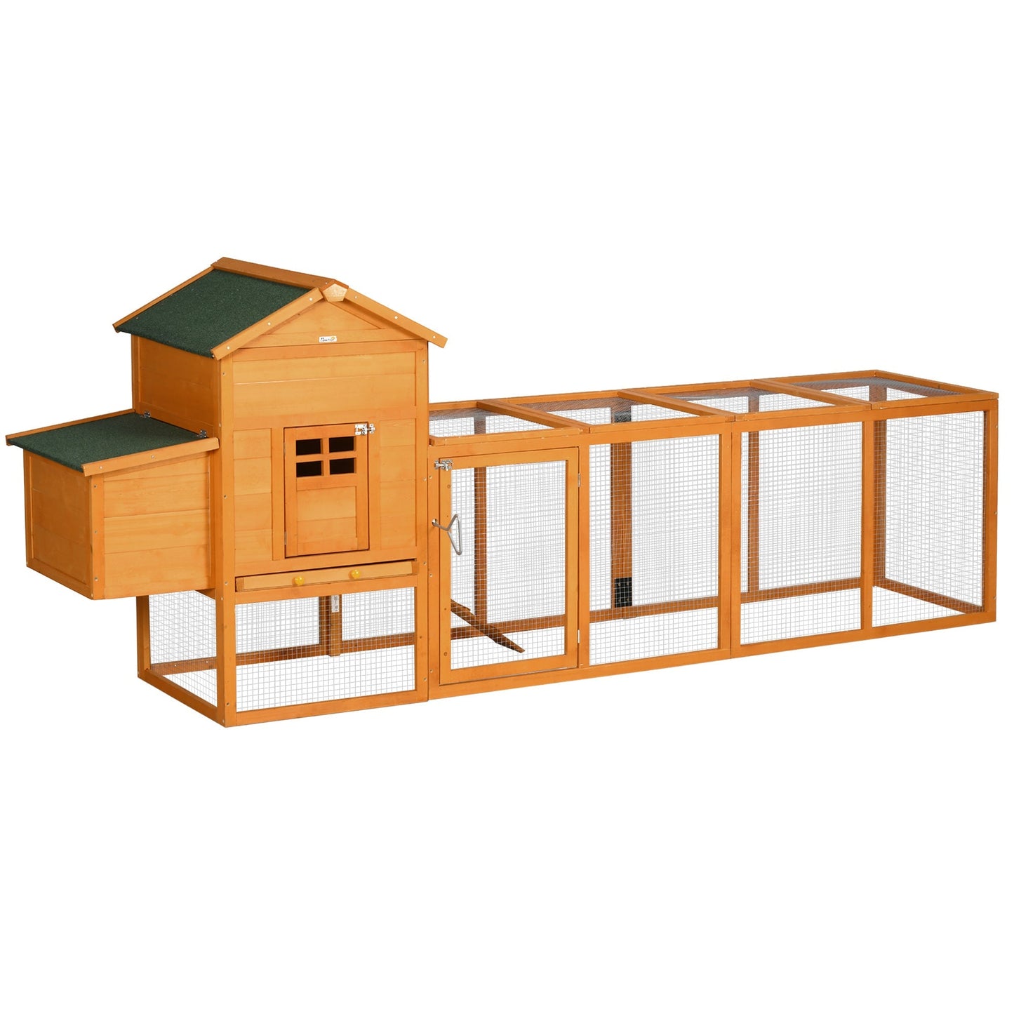 117" Extra Large Chicken Coop with Asphalt Roof, Wooden Hen House with Slide-out Tray, Quail Hutch with Nesting Box, Orange Chicken Coops Multi Colour  at Gallery Canada