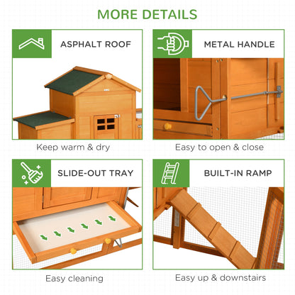 117" Extra Large Chicken Coop with Asphalt Roof, Wooden Hen House with Slide-out Tray, Quail Hutch with Nesting Box, Orange Chicken Coops   at Gallery Canada