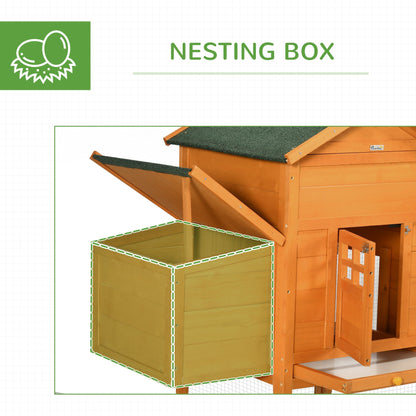 117" Extra Large Chicken Coop with Asphalt Roof, Wooden Hen House with Slide-out Tray, Quail Hutch with Nesting Box, Orange - Gallery Canada