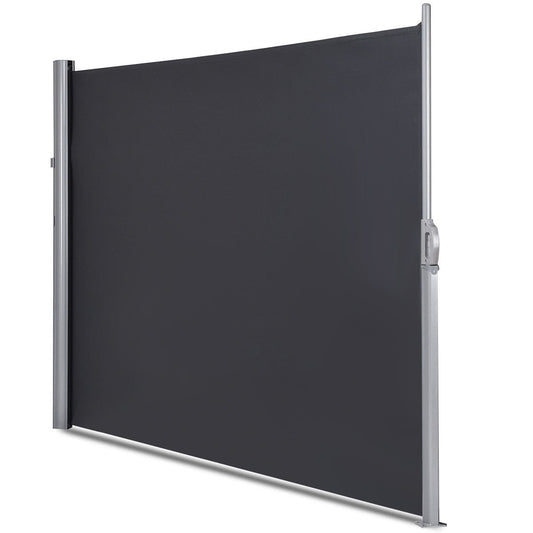 118.5 x 63 Inch Patio Retractable Folding Side Awning Screen Privacy Divider, Gray Outdoor Shades   at Gallery Canada