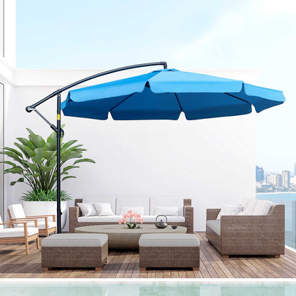 11FT Offset Hanging Patio Umbrella Cantilever Umbrella with Easy Tilt Adjustment, Cross Base and 8 Ribs for Backyard, Poolside, Lawn and Garden, Blue Cantilever Umbrellas   at Gallery Canada