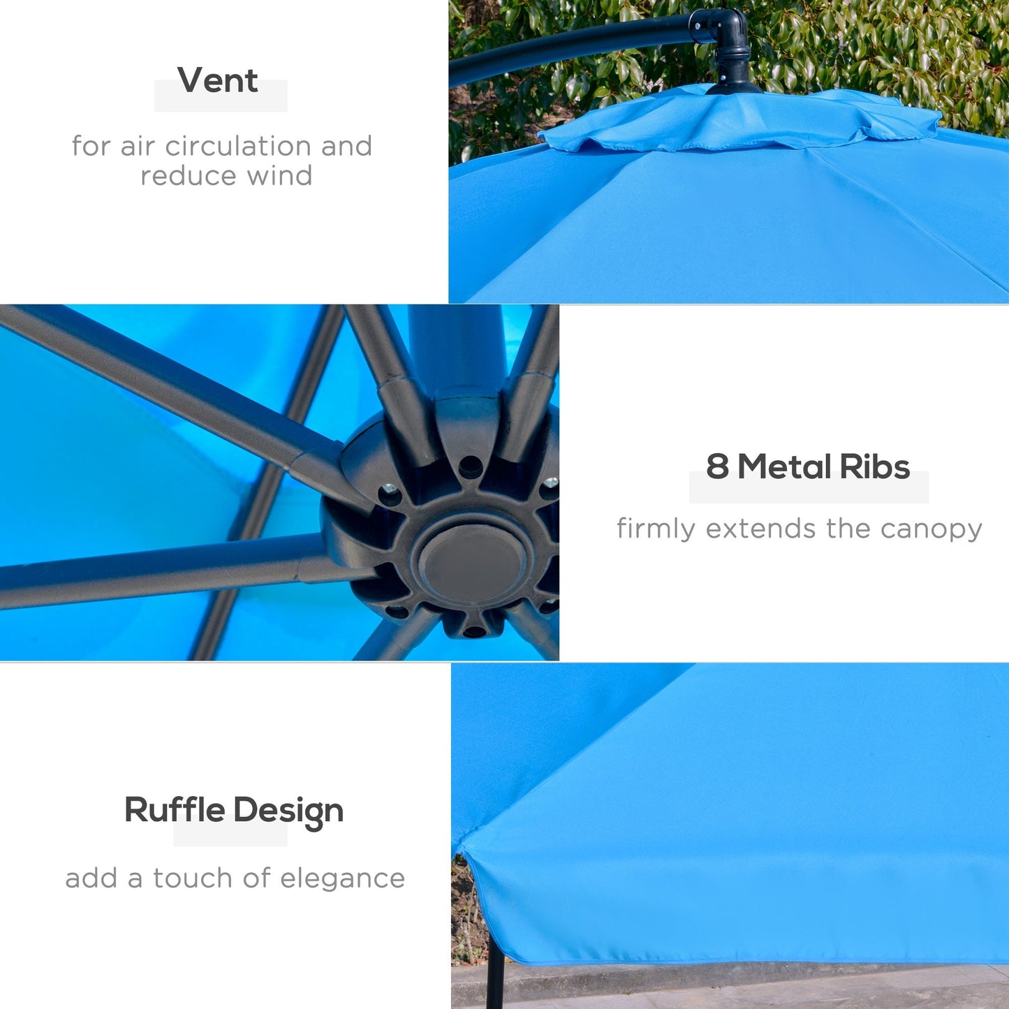 11FT Offset Hanging Patio Umbrella Cantilever Umbrella with Easy Tilt Adjustment, Cross Base and 8 Ribs for Backyard, Poolside, Lawn and Garden, Blue Cantilever Umbrellas   at Gallery Canada