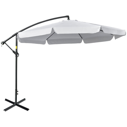 11FT Offset Hanging Patio Umbrella Cantilever Umbrella with Easy Tilt Adjustment, Cross Base and 8 Ribs for Backyard, Poolside, Lawn and Garden, White Cantilever Umbrellas White  at Gallery Canada