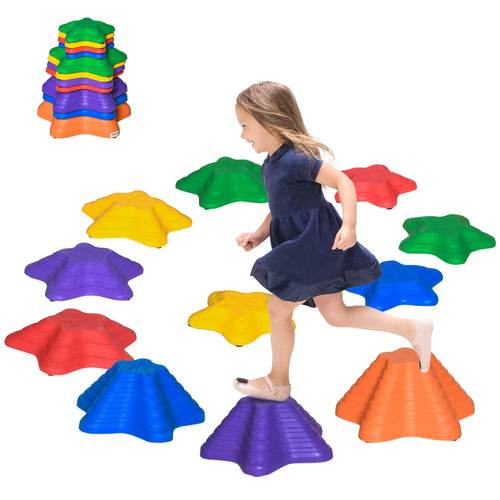 Larger Balance Stepping Stones for Kids, Non-slip, Stackable, Starfish Style, Multi Colour