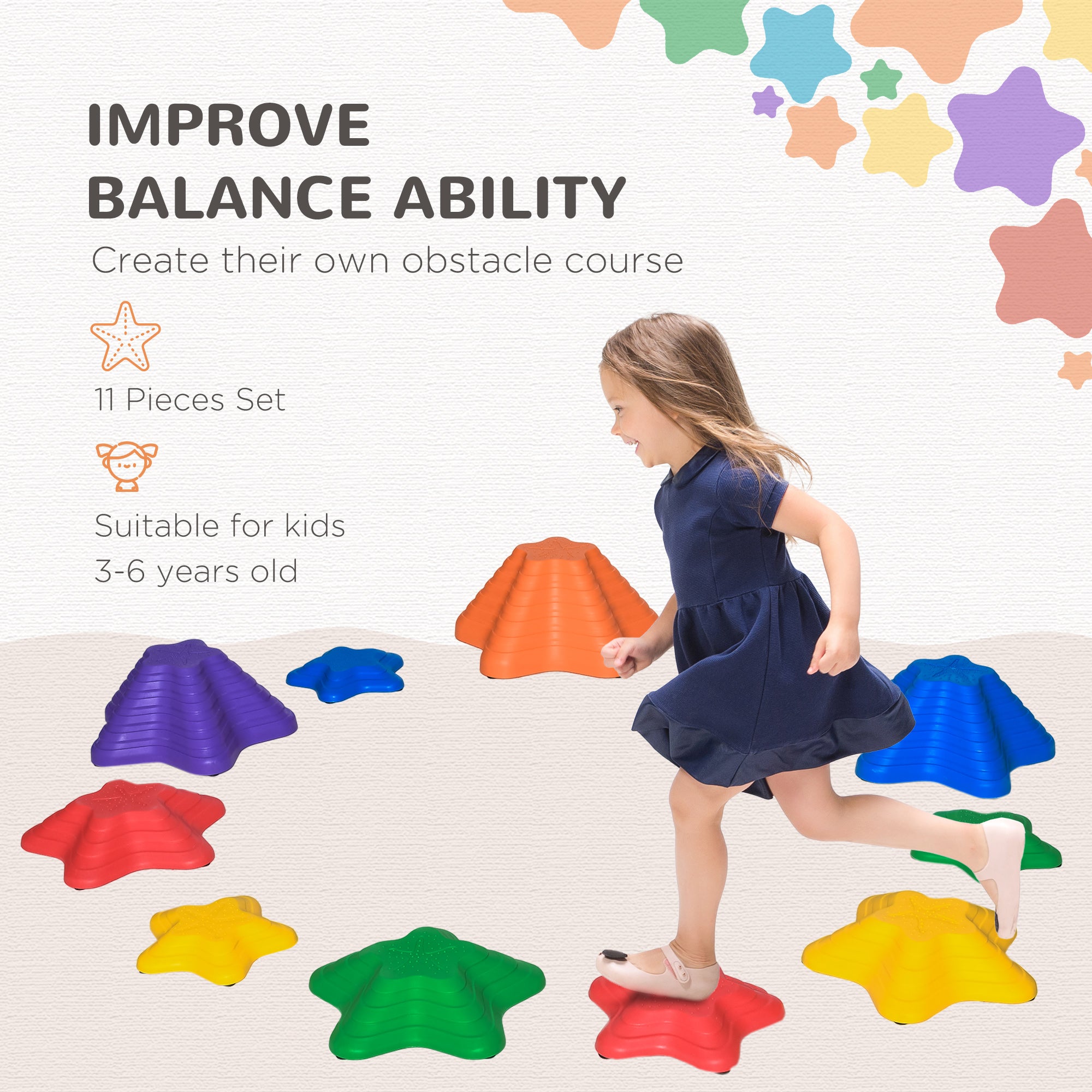 Larger Balance Stepping Stones for Kids, Non-slip, Stackable, Starfish Style, Multi Colour Gym Sets & Swings   at Gallery Canada