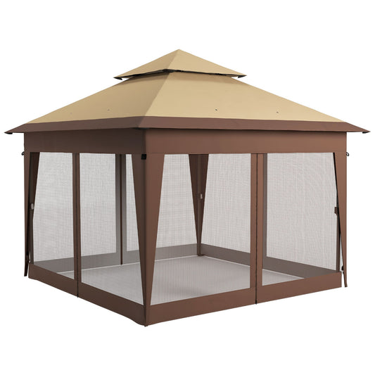 11x11FT Pop Up Canopy with 1-Button Push, Mosquito Netting, Carry Bag, Sandbags, Height Adjustable Instant Shelter Pop Up Canopies Khaki  at Gallery Canada