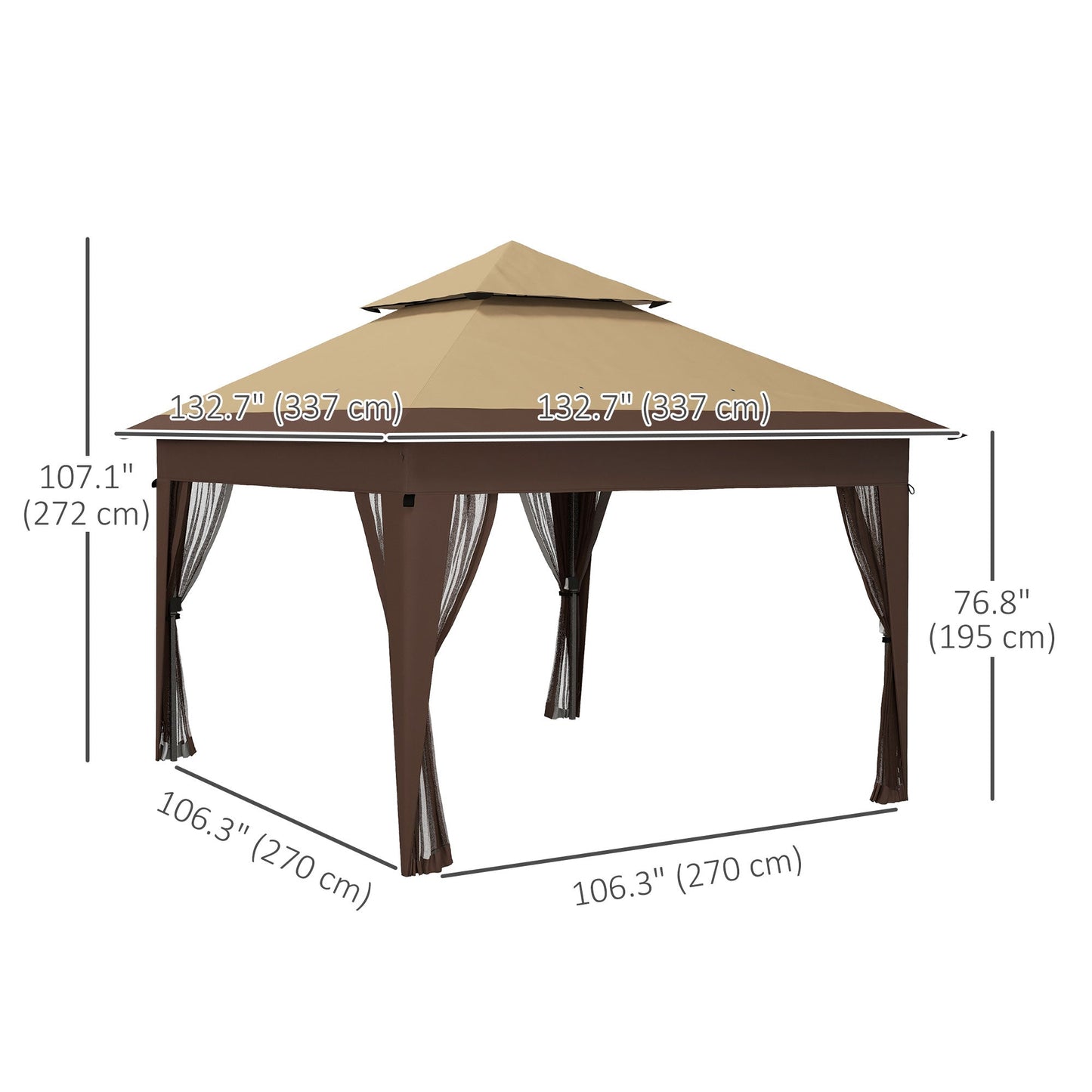 11x11FT Pop Up Canopy with 1-Button Push, Mosquito Netting, Carry Bag, Sandbags, Height Adjustable Instant Shelter Pop Up Canopies   at Gallery Canada