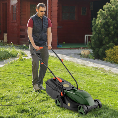 12-AMP 13.5 Inch Adjustable Electric Corded Lawn Mower with Collection Box, Green Lawn Care Tools   at Gallery Canada