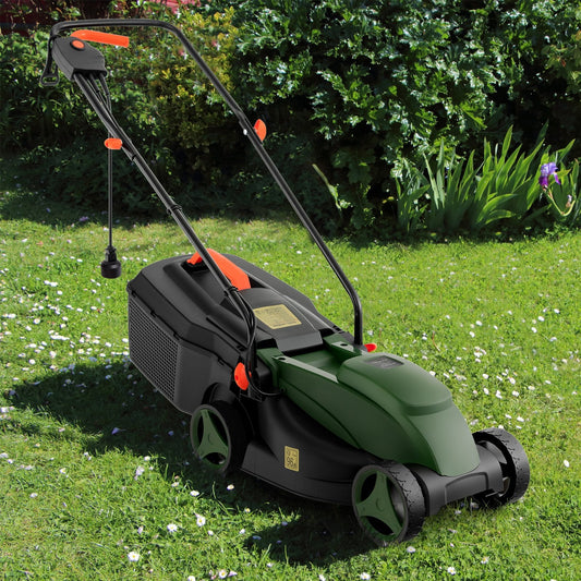 12-AMP 13.5 Inch Adjustable Electric Corded Lawn Mower with Collection Box, Green Lawn Care Tools   at Gallery Canada