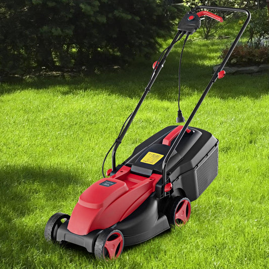 12-AMP 13.5 Inch Adjustable Electric Corded Lawn Mower with Collection Box, Red Lawn Care Tools   at Gallery Canada