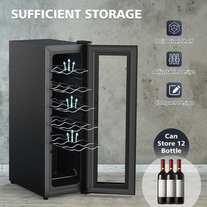 12 Bottle Compressor Wine Cooler Refrigerator, Black Wine & Beverage Coolers   at Gallery Canada