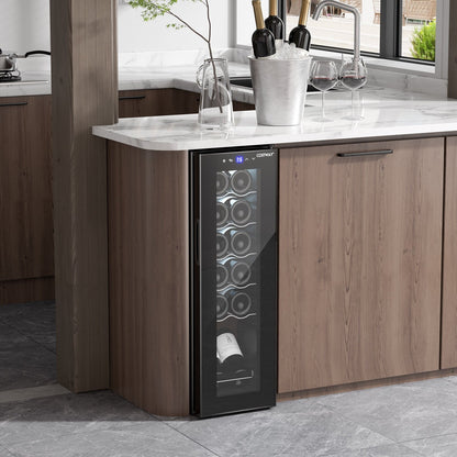 12 Bottle Compressor Wine Cooler Refrigerator, Black Wine & Beverage Coolers   at Gallery Canada