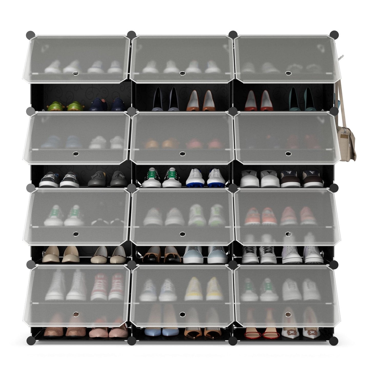 12-Cube 48 Pairs Portable Shoe Shelves with Hook, Black Shoe Racks & Storage Benches   at Gallery Canada