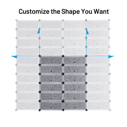 12-Cube DIY Portable Plastic Shoe Rack with Transparent Doors, Black Shoe Racks & Storage Benches   at Gallery Canada