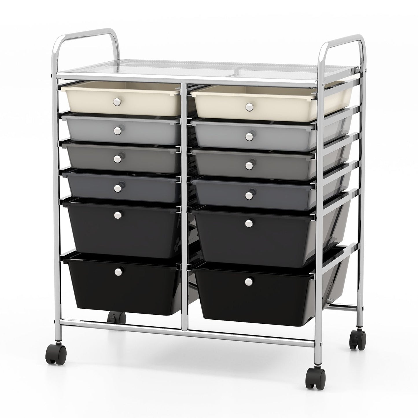 12-Drawer Rolling Storage Cart with Removable Drawers and Lockable Wheels, Gray File Cabinets   at Gallery Canada