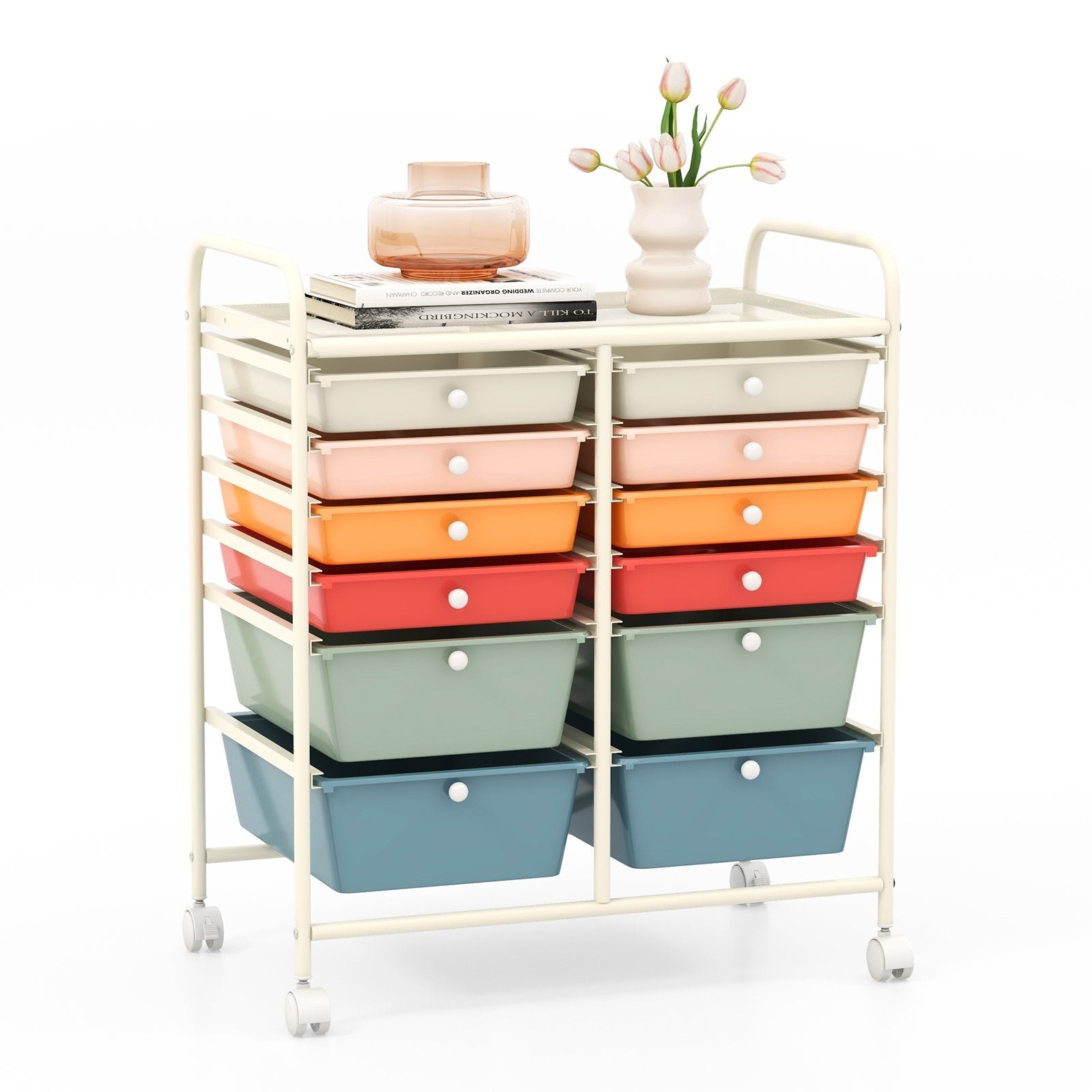 12 Drawers Rolling Cart Storage Scrapbook Paper Organizer Bins, Deep Multicolor File Cabinets   at Gallery Canada