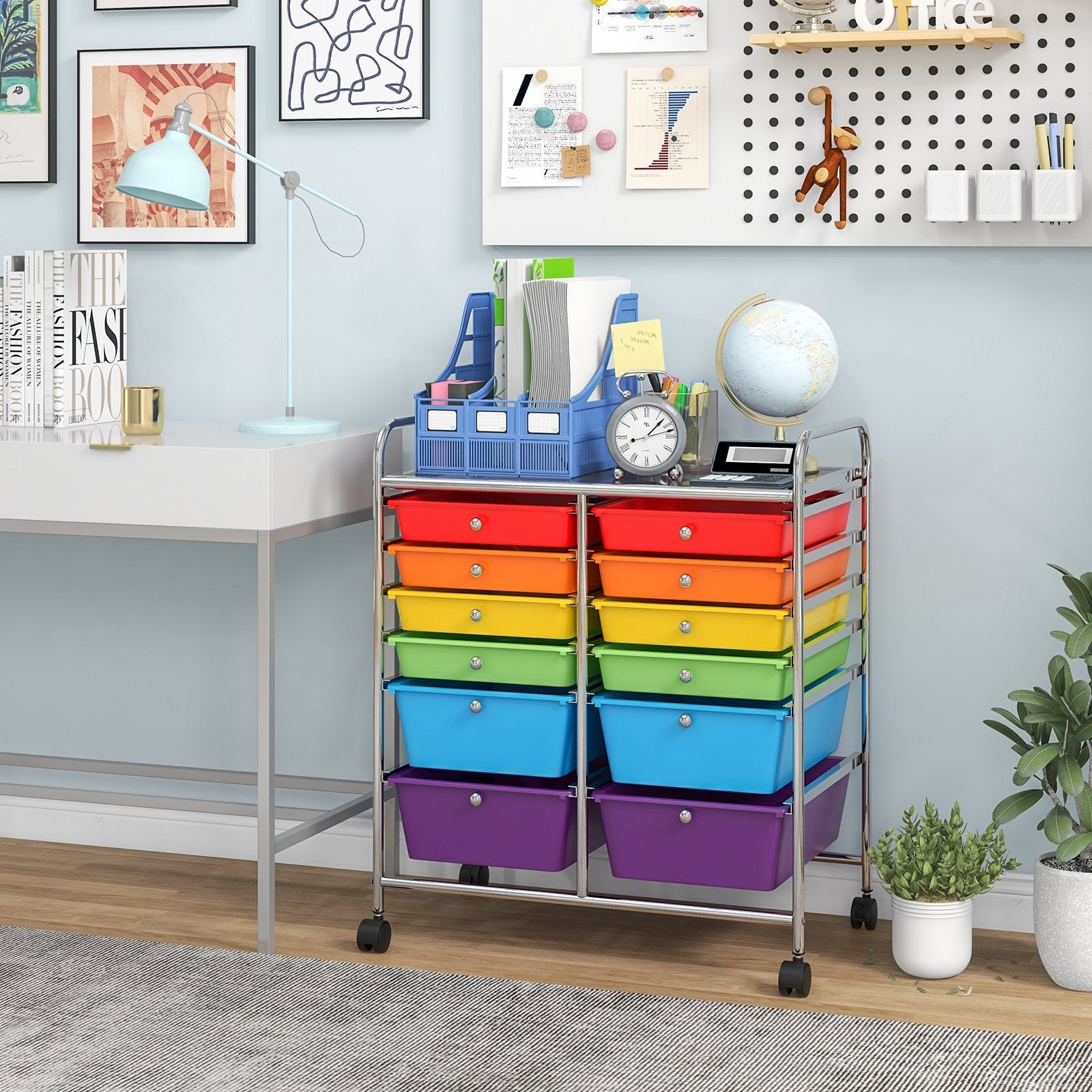 12 Drawers Rolling Cart Storage Scrapbook Paper Organizer Bins, Multicolor File Cabinets   at Gallery Canada