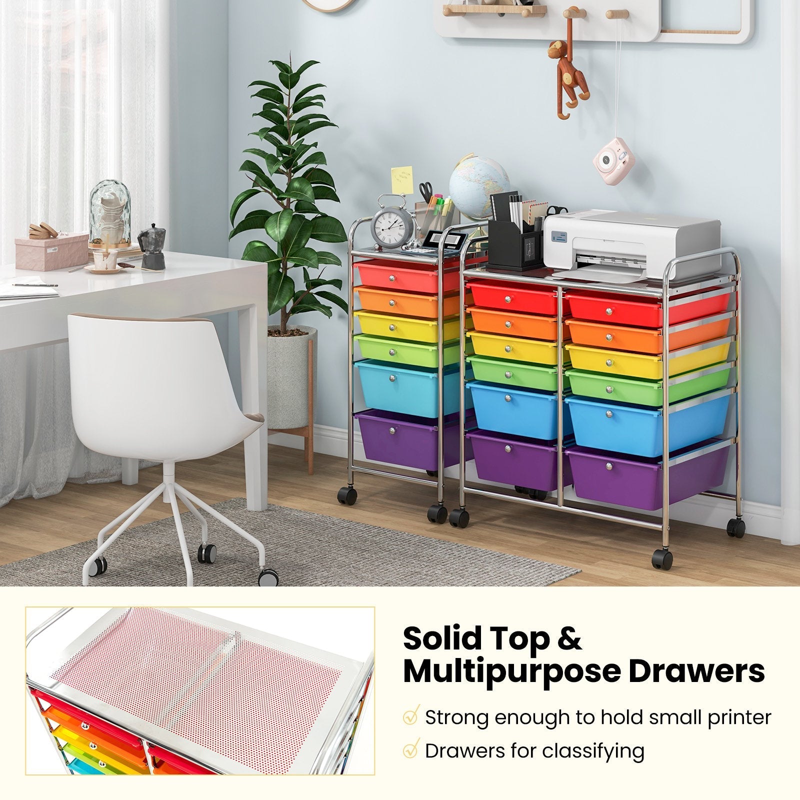 12 Drawers Rolling Cart Storage Scrapbook Paper Organizer Bins, Multicolor File Cabinets   at Gallery Canada