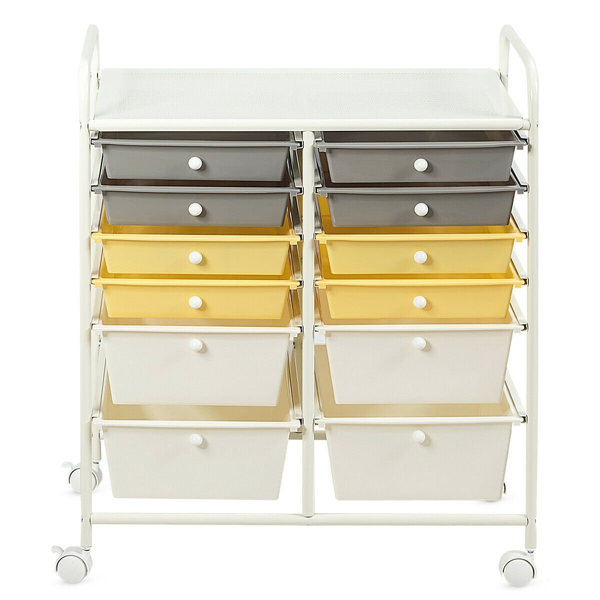 12 Drawers Rolling Cart Storage Scrapbook Paper Organizer Bins, Yellow File Cabinets   at Gallery Canada