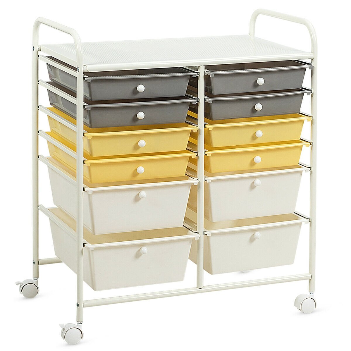 12 Drawers Rolling Cart Storage Scrapbook Paper Organizer Bins, Yellow File Cabinets   at Gallery Canada