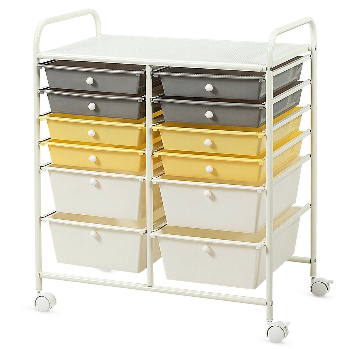 12 Drawers Rolling Cart Storage Scrapbook Paper Organizer Bins, Yellow File Cabinets   at Gallery Canada