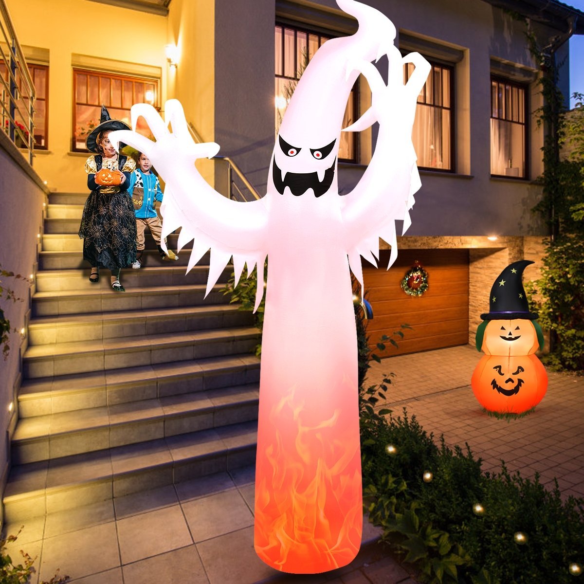 12 Feet Halloween Inflatable Decoration with Built-in LED Lights, White Halloween   at Gallery Canada