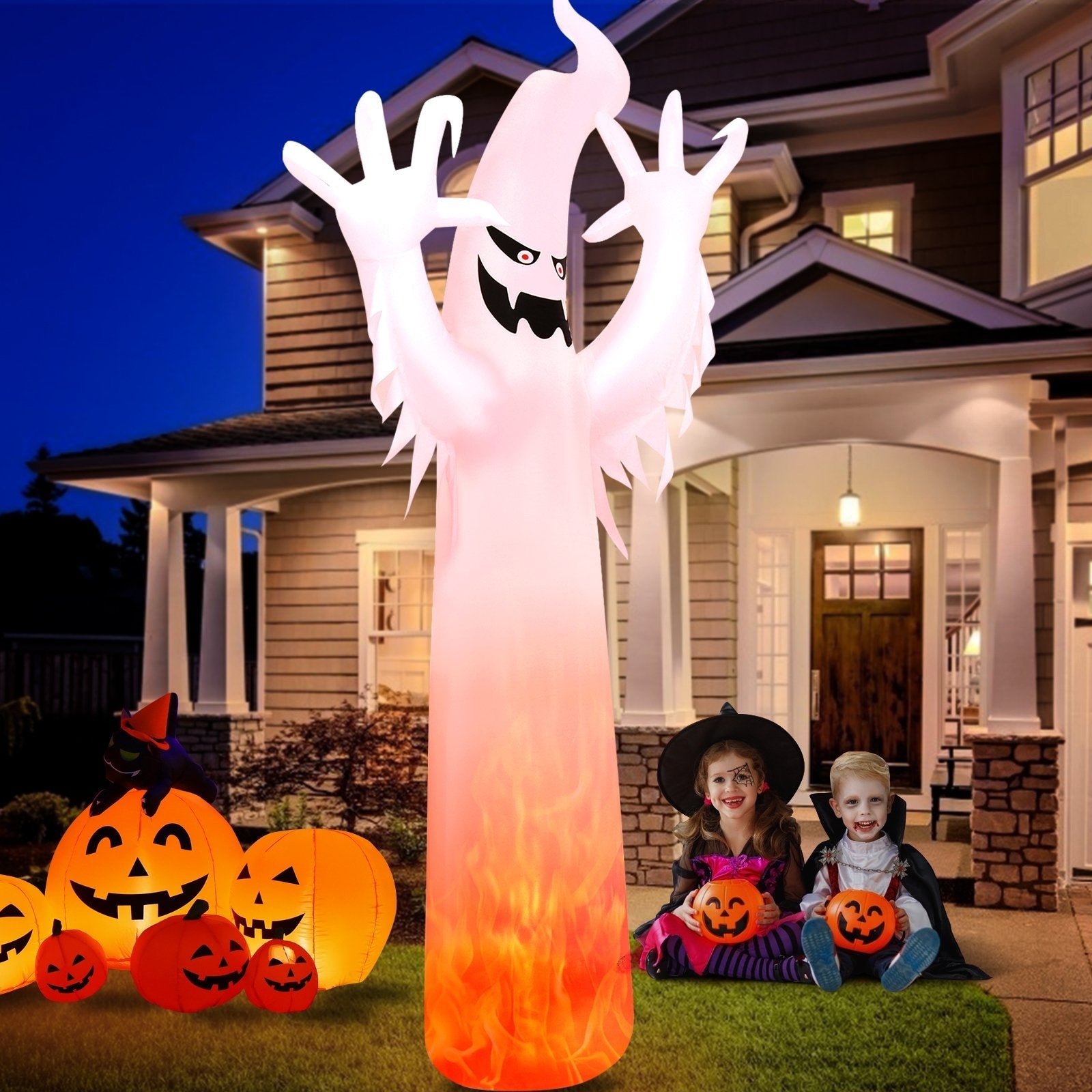 12 Feet Halloween Inflatable Decoration with Built-in LED Lights, White Halloween   at Gallery Canada