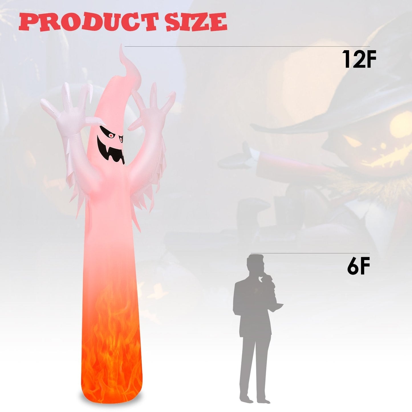 12 Feet Halloween Inflatable Decoration with Built-in LED Lights, White Halloween   at Gallery Canada