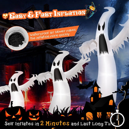 12 Feet Halloween Inflatable Ghost with LED Lights, White Halloween   at Gallery Canada