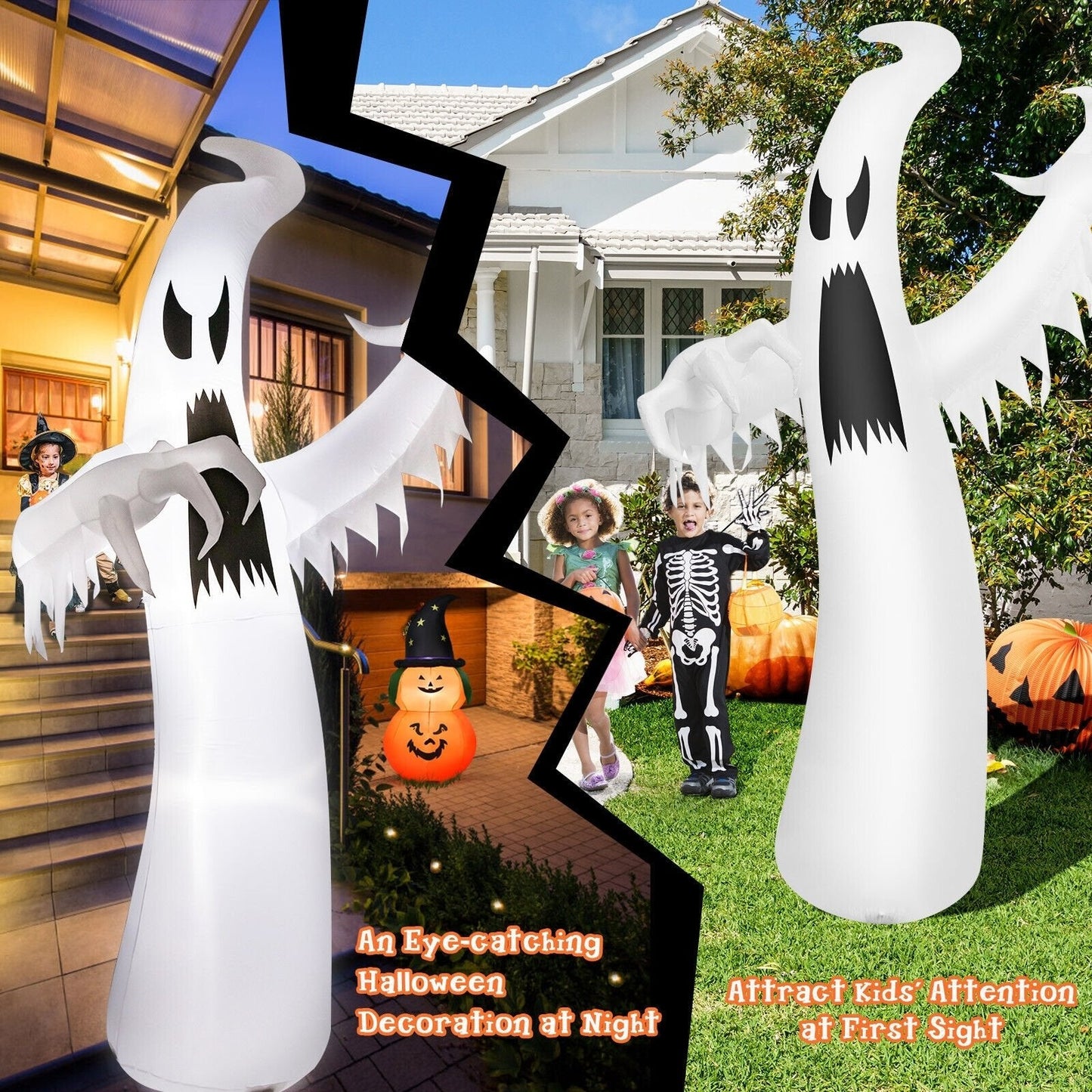 12 Feet Halloween Inflatable Ghost with LED Lights, White Halloween   at Gallery Canada