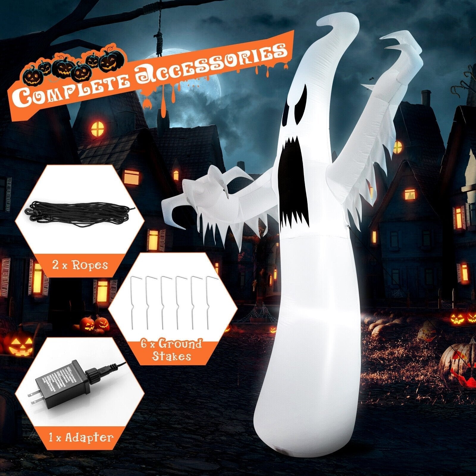 12 Feet Halloween Inflatable Ghost with LED Lights, White Halloween   at Gallery Canada