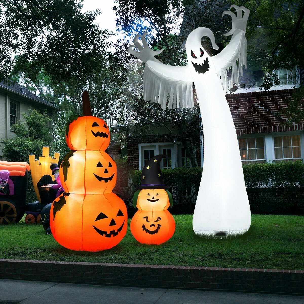 12 Feet Halloween Inflatable Spooky Ghost with Blower and LED Lights, White Halloween   at Gallery Canada