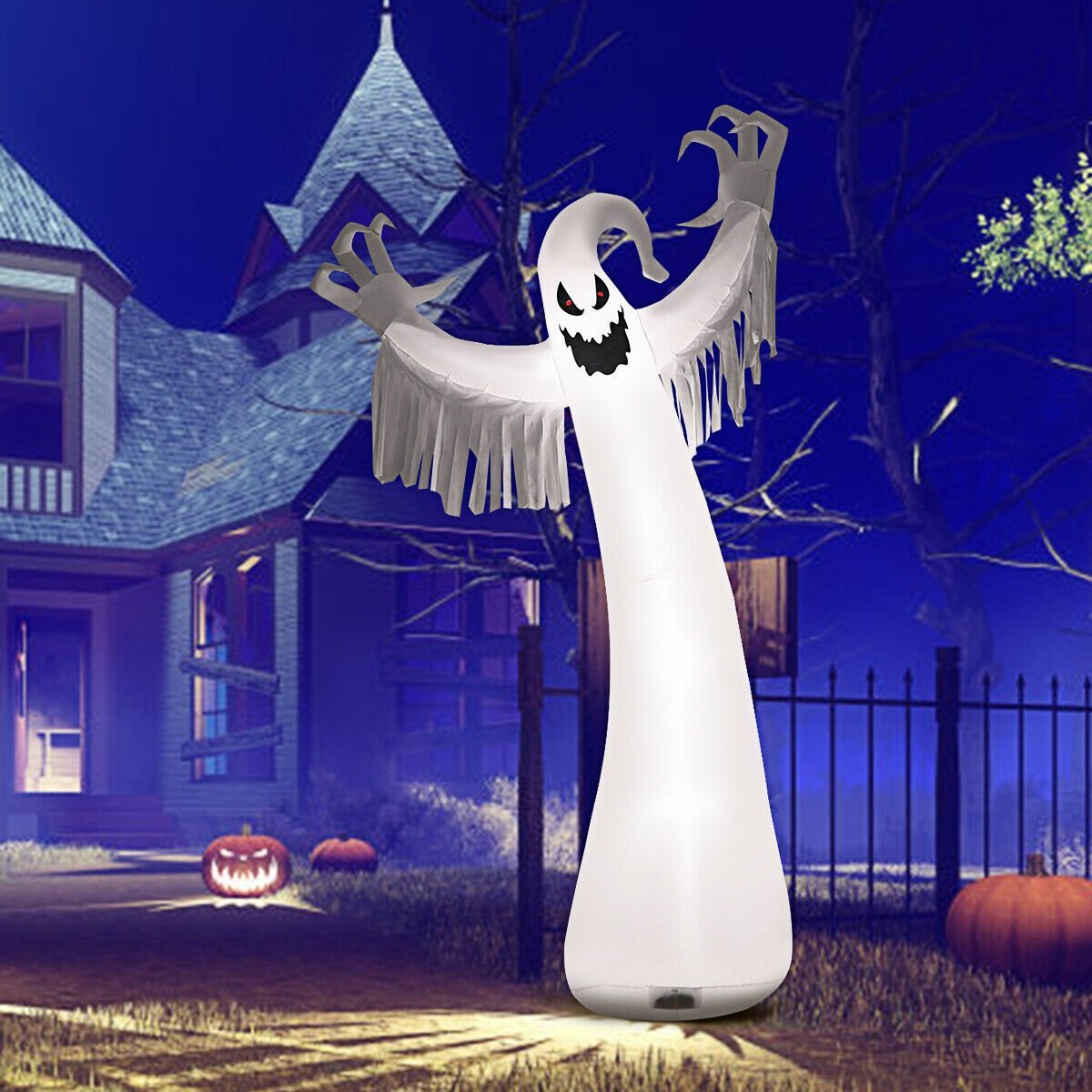 12 Feet Halloween Inflatable Spooky Ghost with Blower and LED Lights, White Halloween   at Gallery Canada