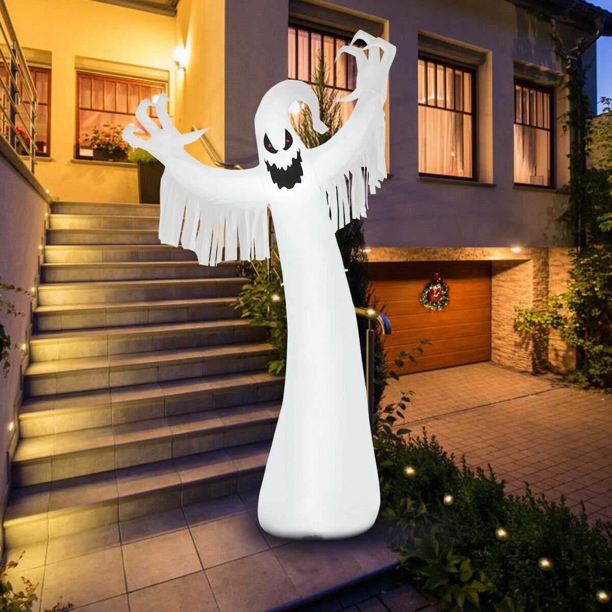 12 Feet Halloween Inflatable Spooky Ghost with Blower and LED Lights, White Halloween   at Gallery Canada